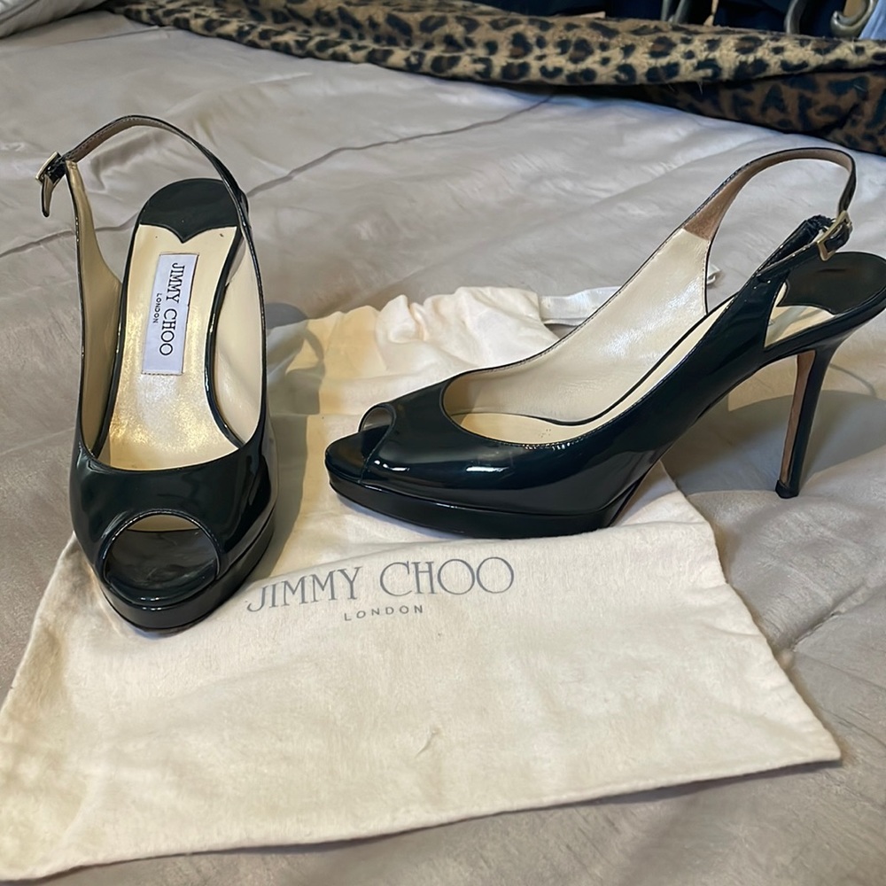beautiful nova paten Jimmy Choo are such a dark navy they can go for black.